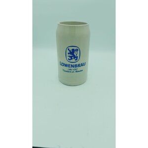 VINTAGE LOWENBRAU 1L STONEWARE BEER STEIN SEIT 1383 MUNCHEN GERMANY